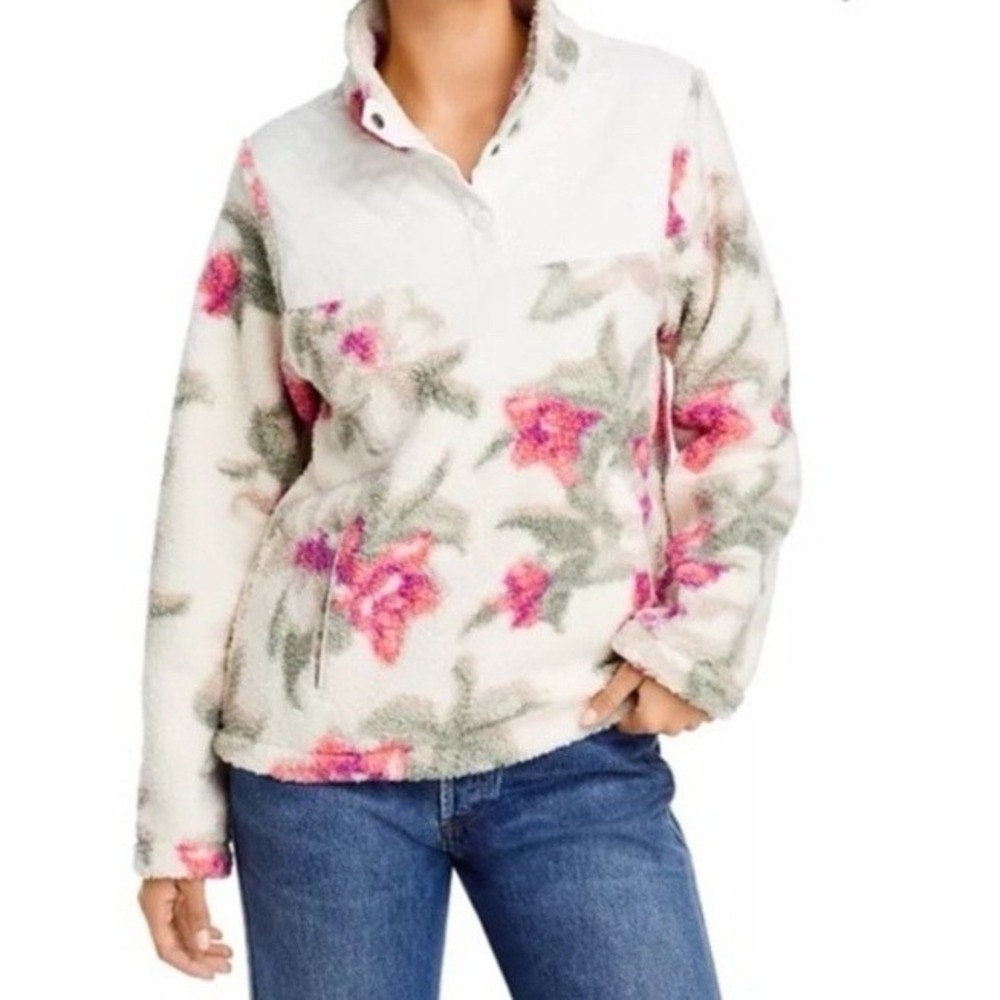 TOMMY BAHAMA Fleece Jacket 1/4 Snap Pullover Beachway Blooms Hybrid - Small